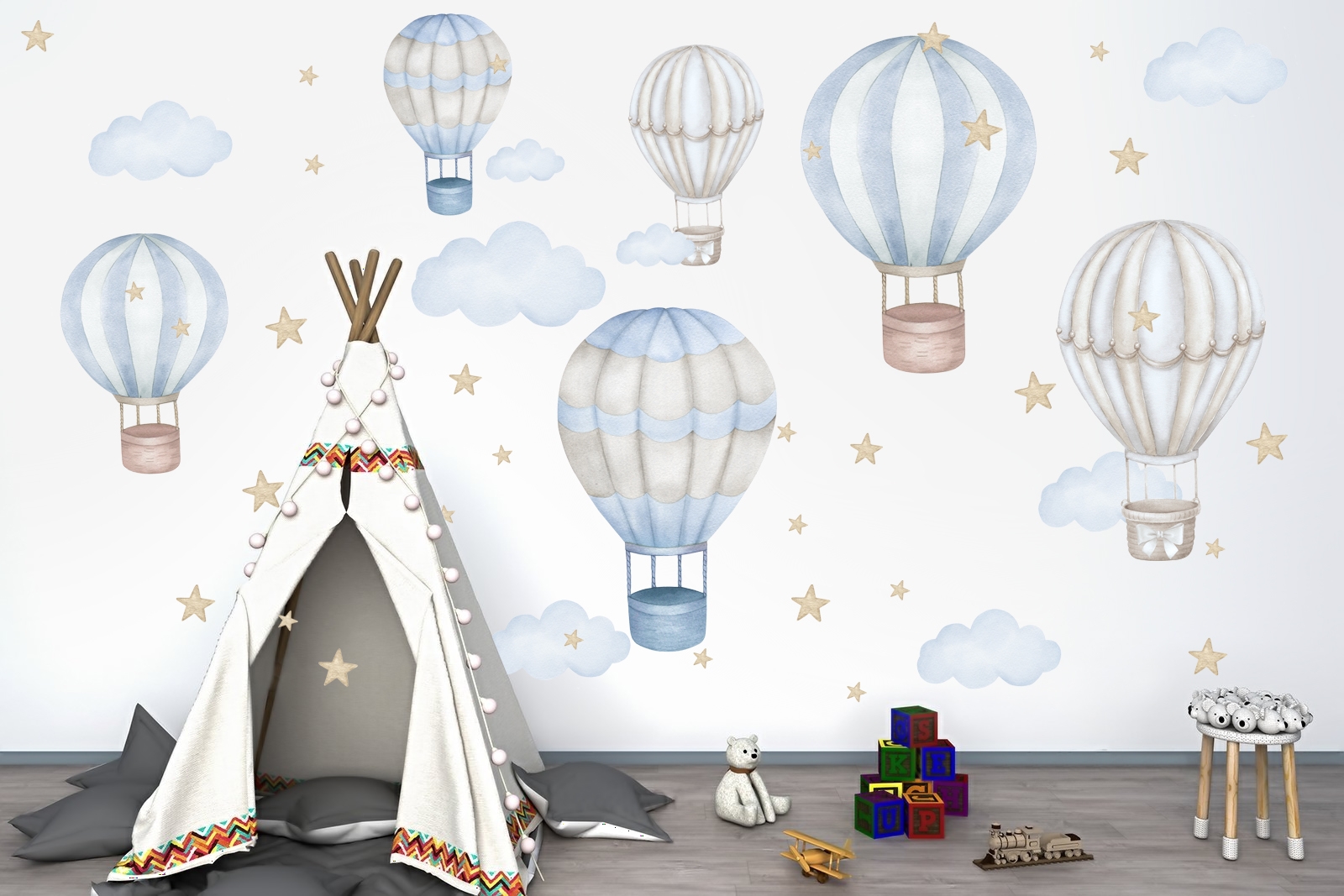 Väggdekal - Moln / Ballonger / Stjärnor