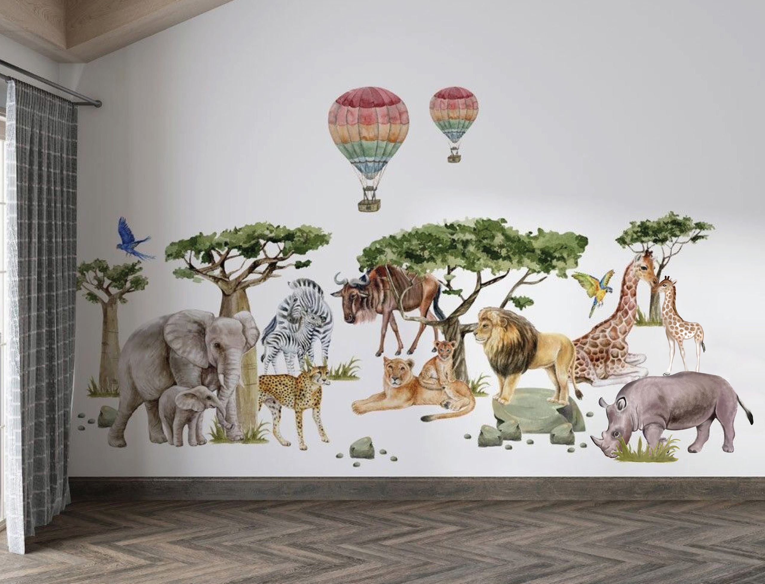 Väggdekal - Safari Grand afrikanska djur