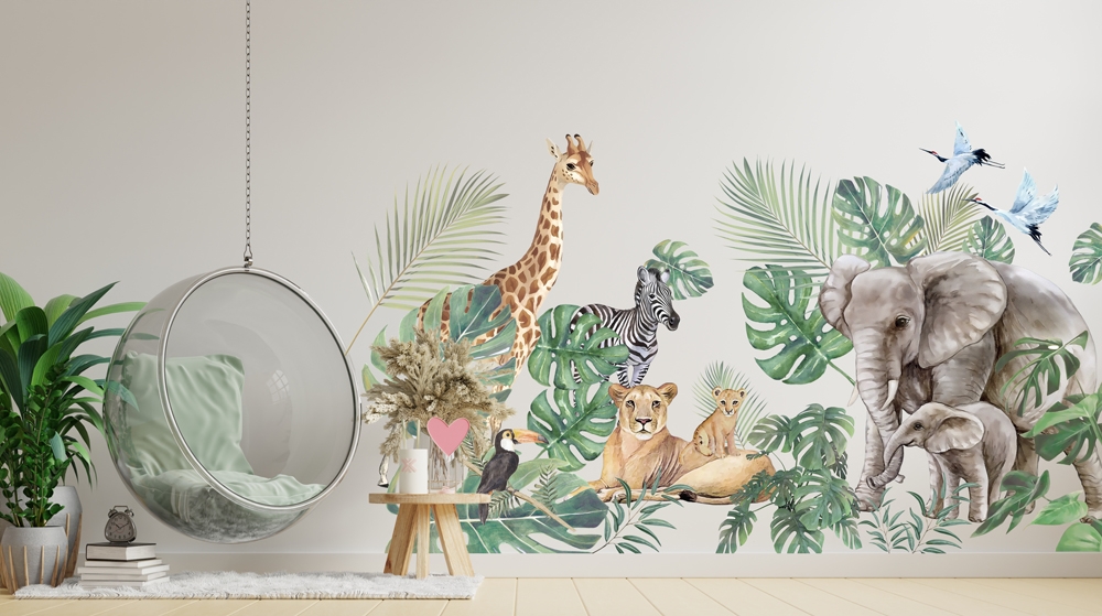 Väggdekal - Skogsdjur och safari jungle
