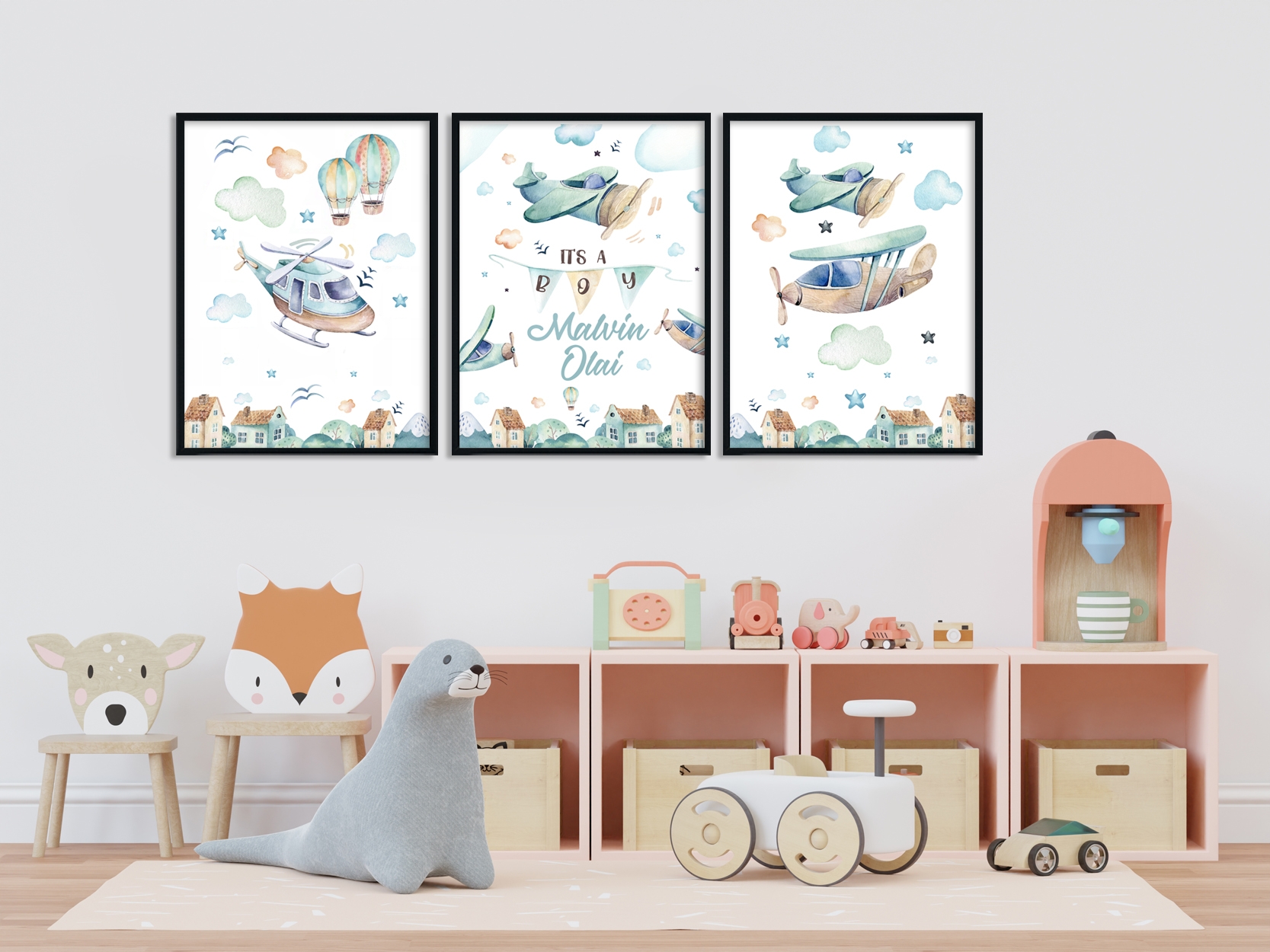 Posters - Plan och luftballonger / Set om 3