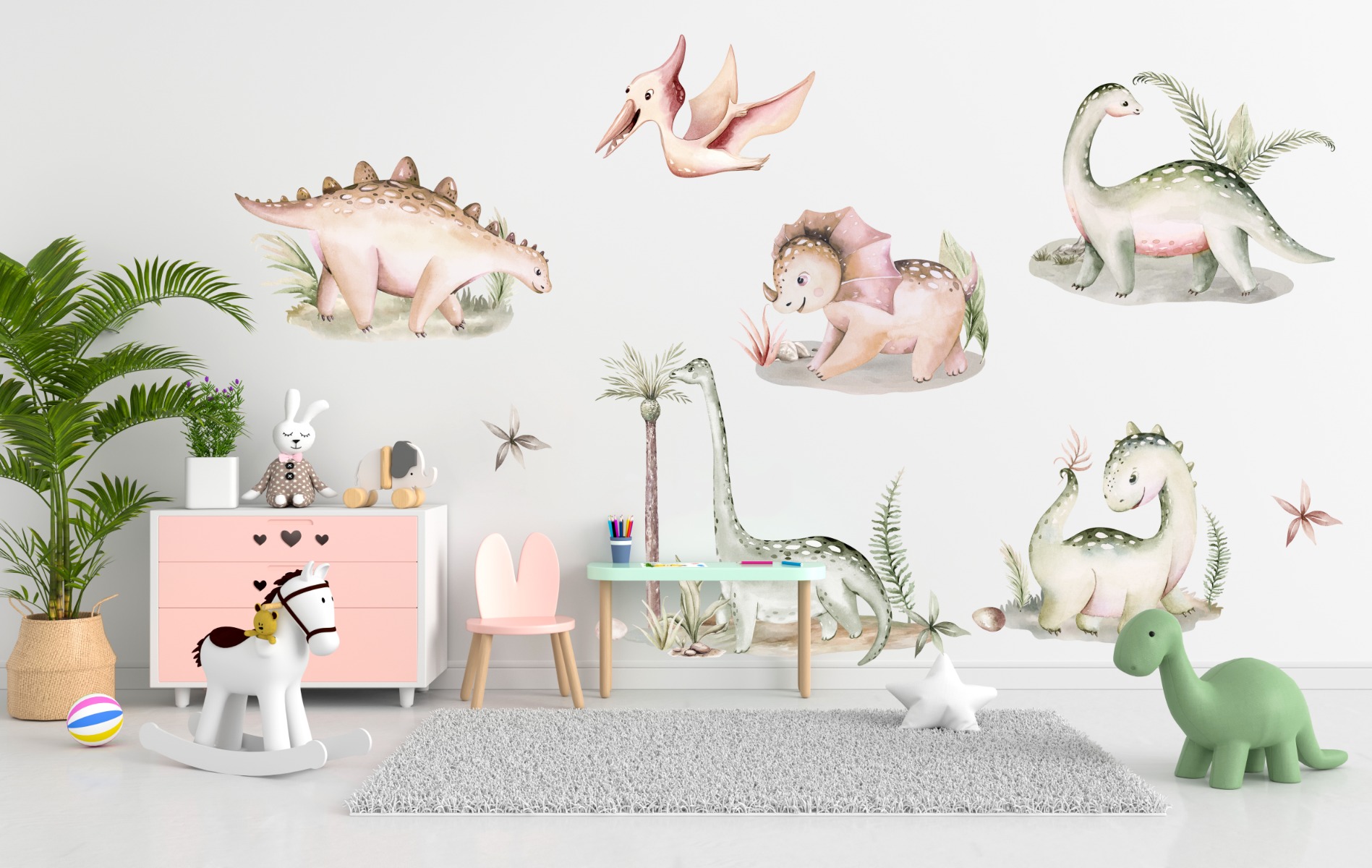 Väggdekal - Happy Dino Wonderland Set
