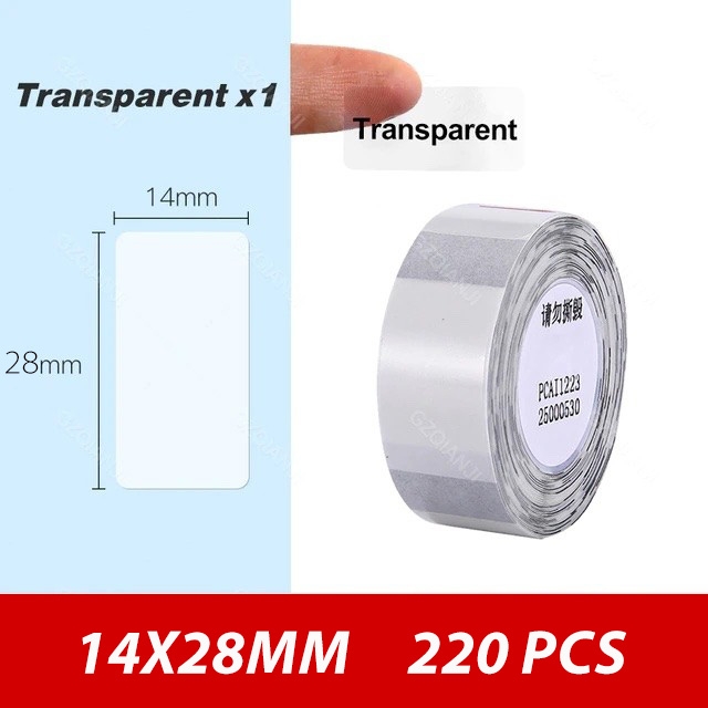 Niimbot-etikett för D101/110 / 14 x 28 mm, 220 st / Transparent
