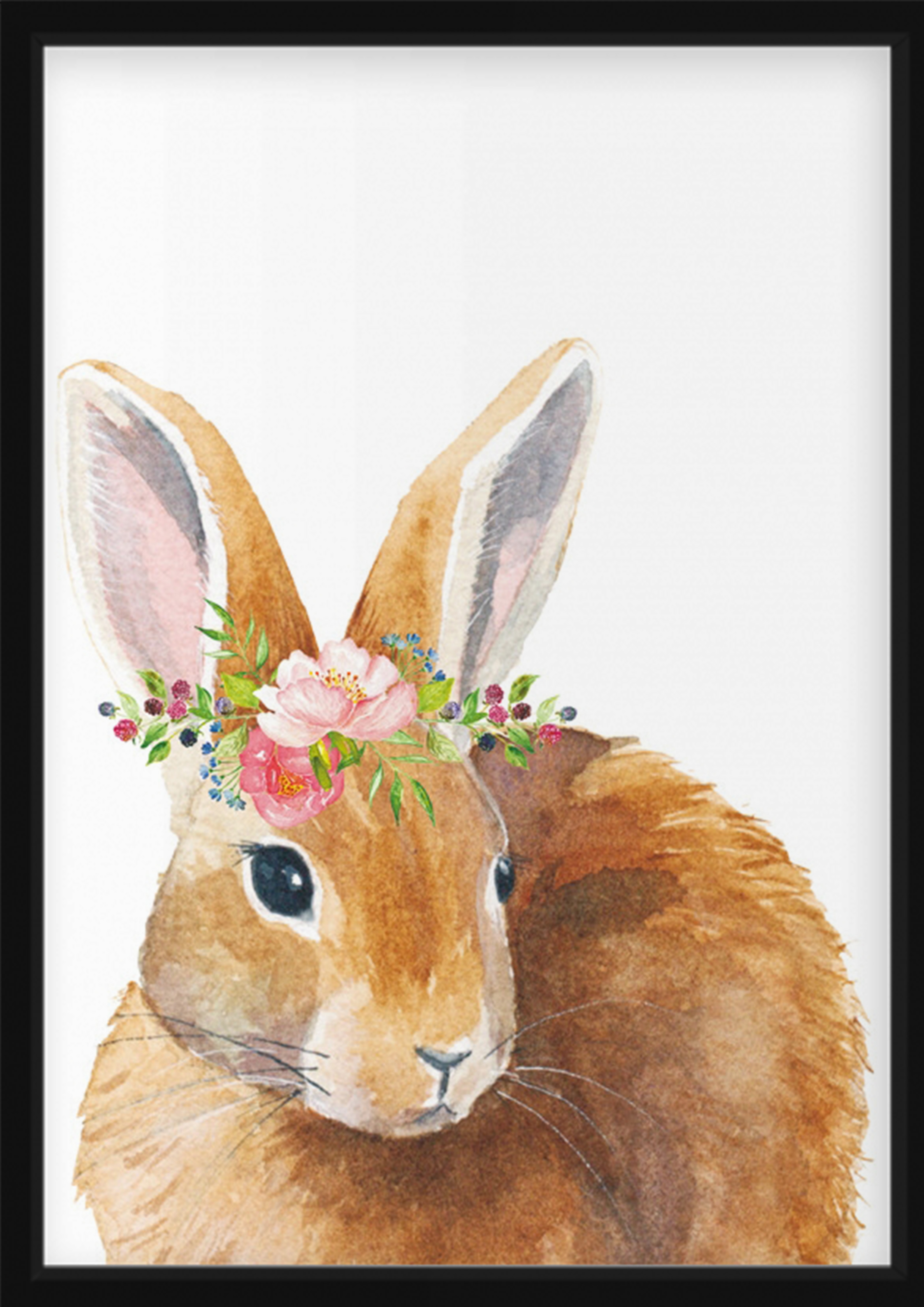 Poster - kanin med blommor