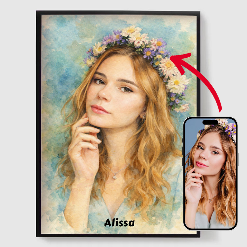 Personlig Poster - Blommig Akvarellkonst - AI Poster
