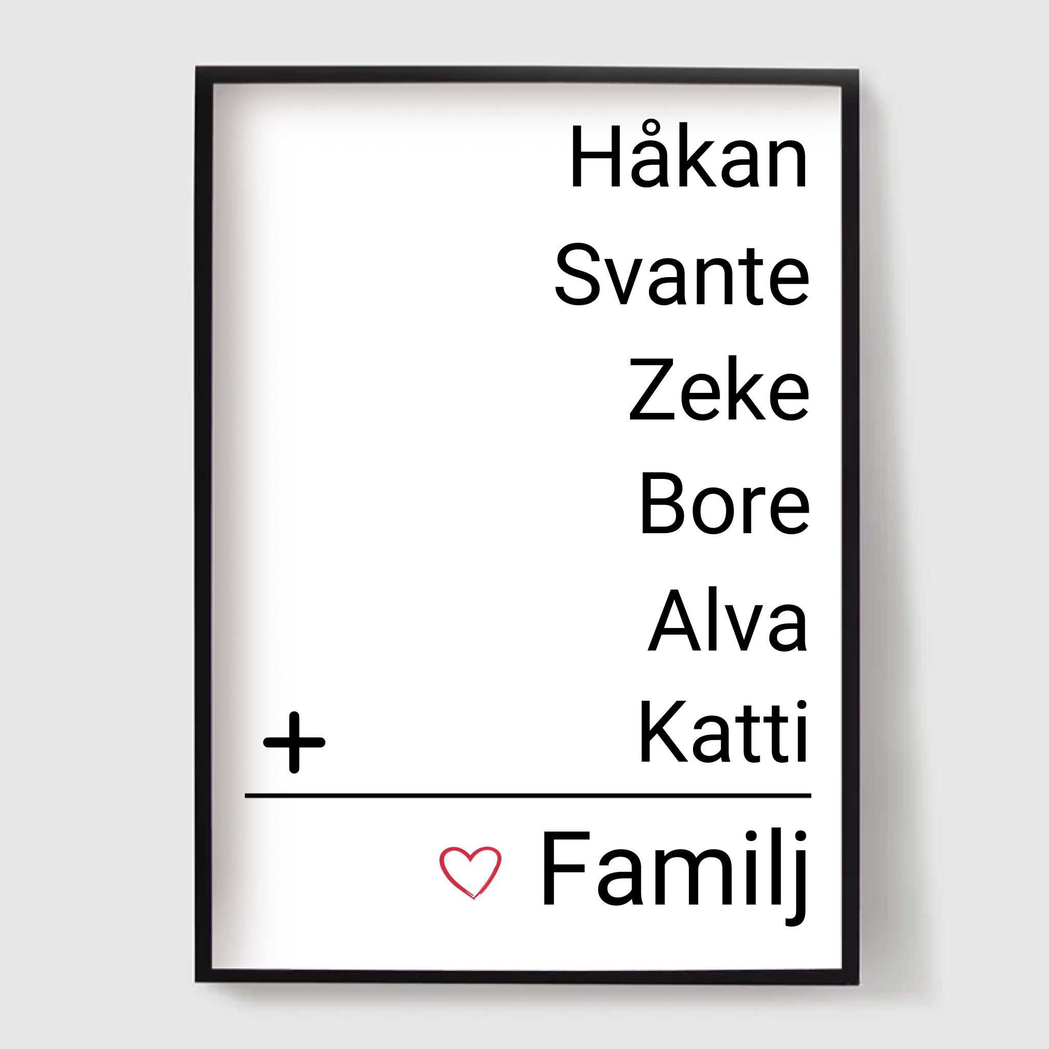 Personlig Poster - Familjenamn Hjärtan
