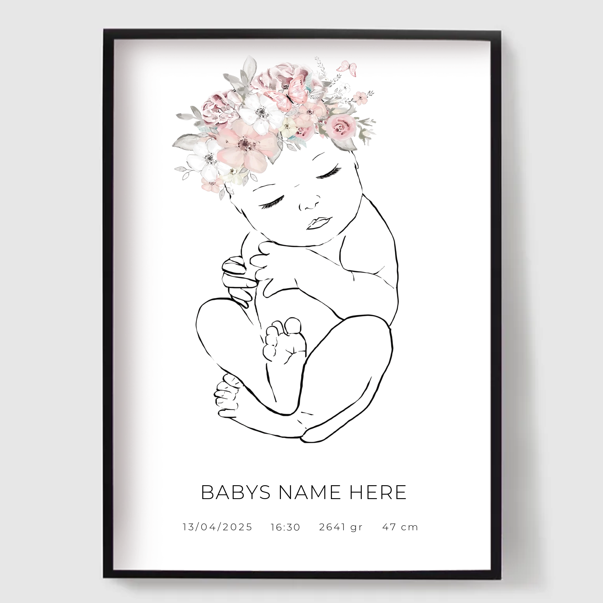 Blomsterbaby Personlig Födelseposter