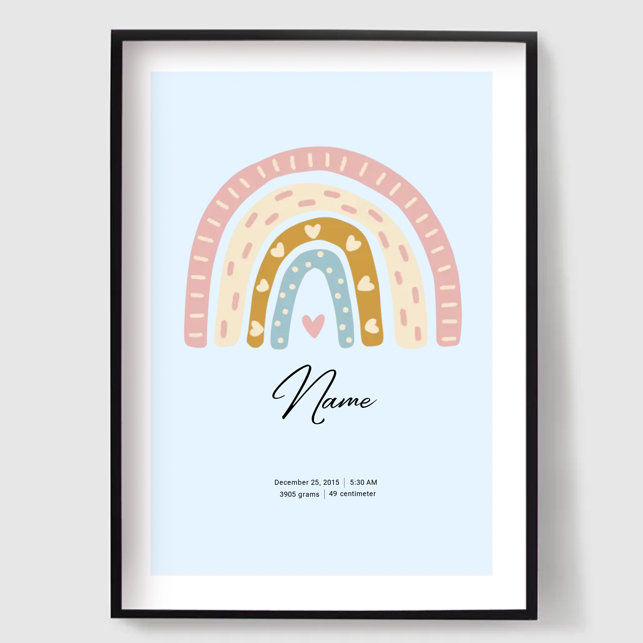 Personlig födelseposter - Regnbågsdesign