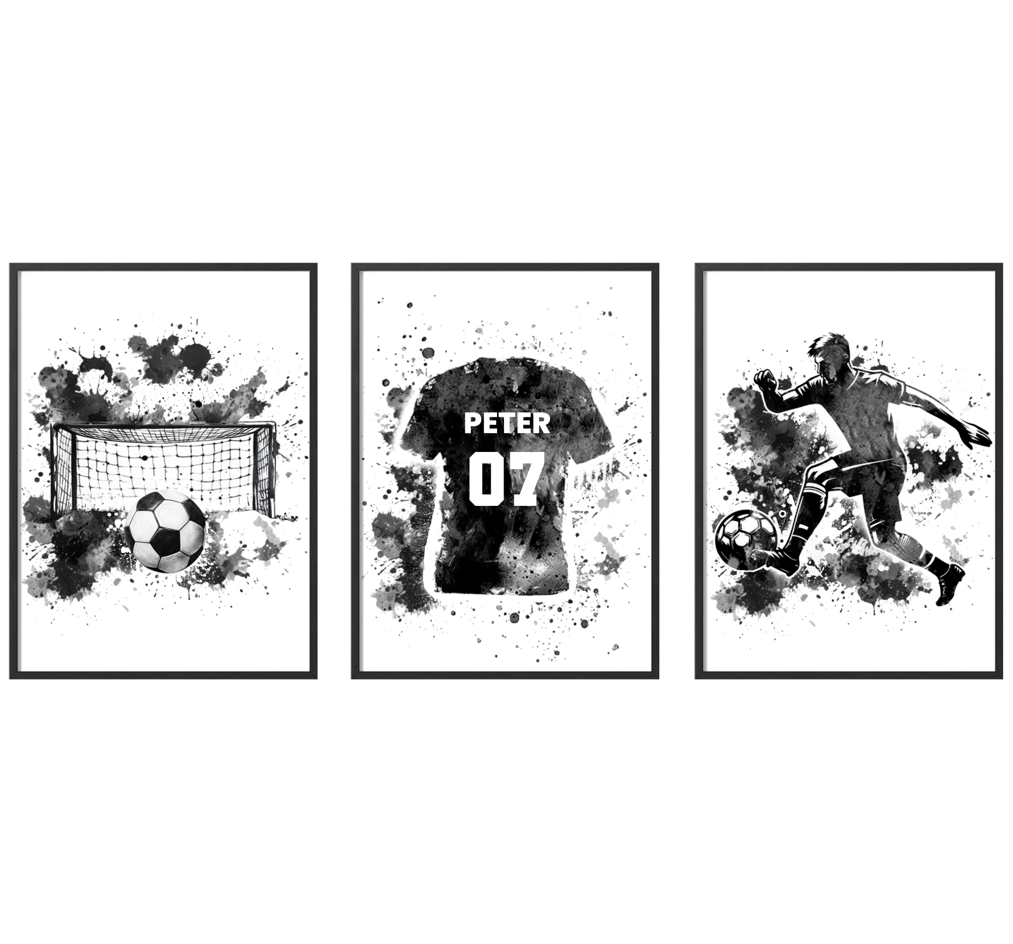 Personlig affisch - Fotbollsrum / Set om 3