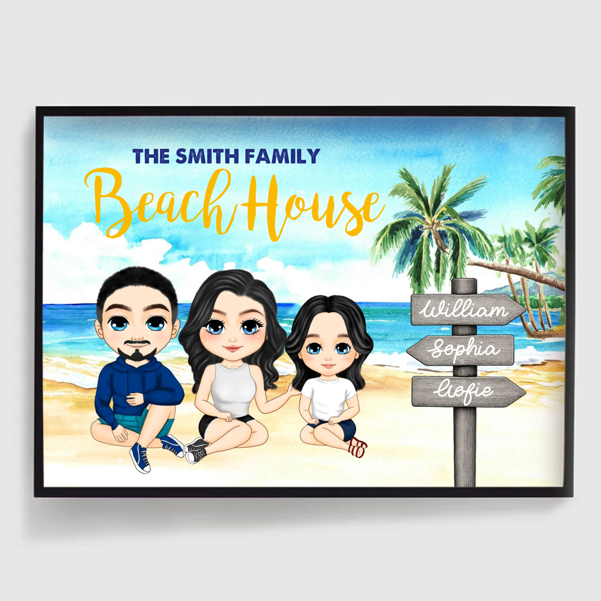 Personlig Poster - Familj på Stranden
