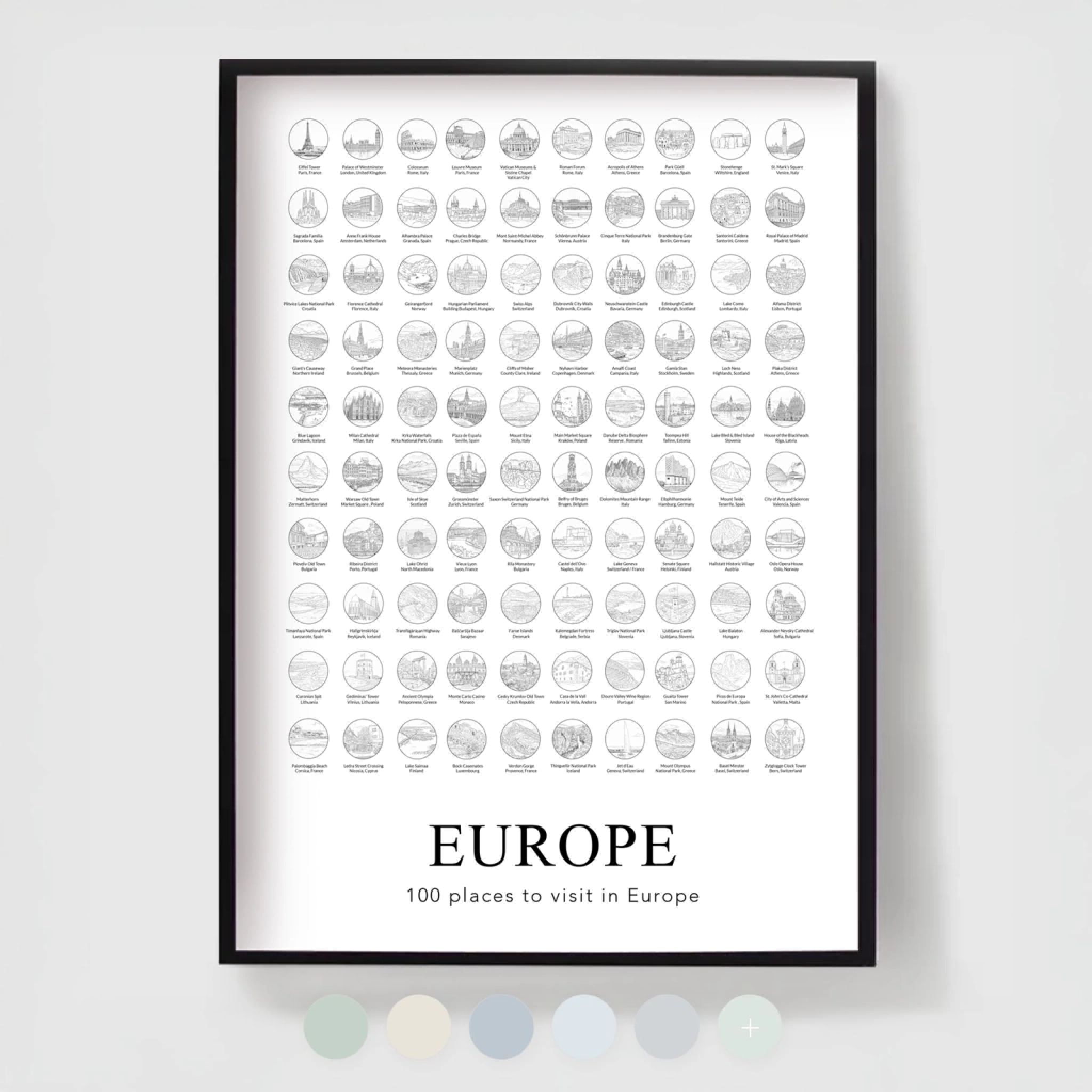 Europa Poster - 100 platser att besöka
