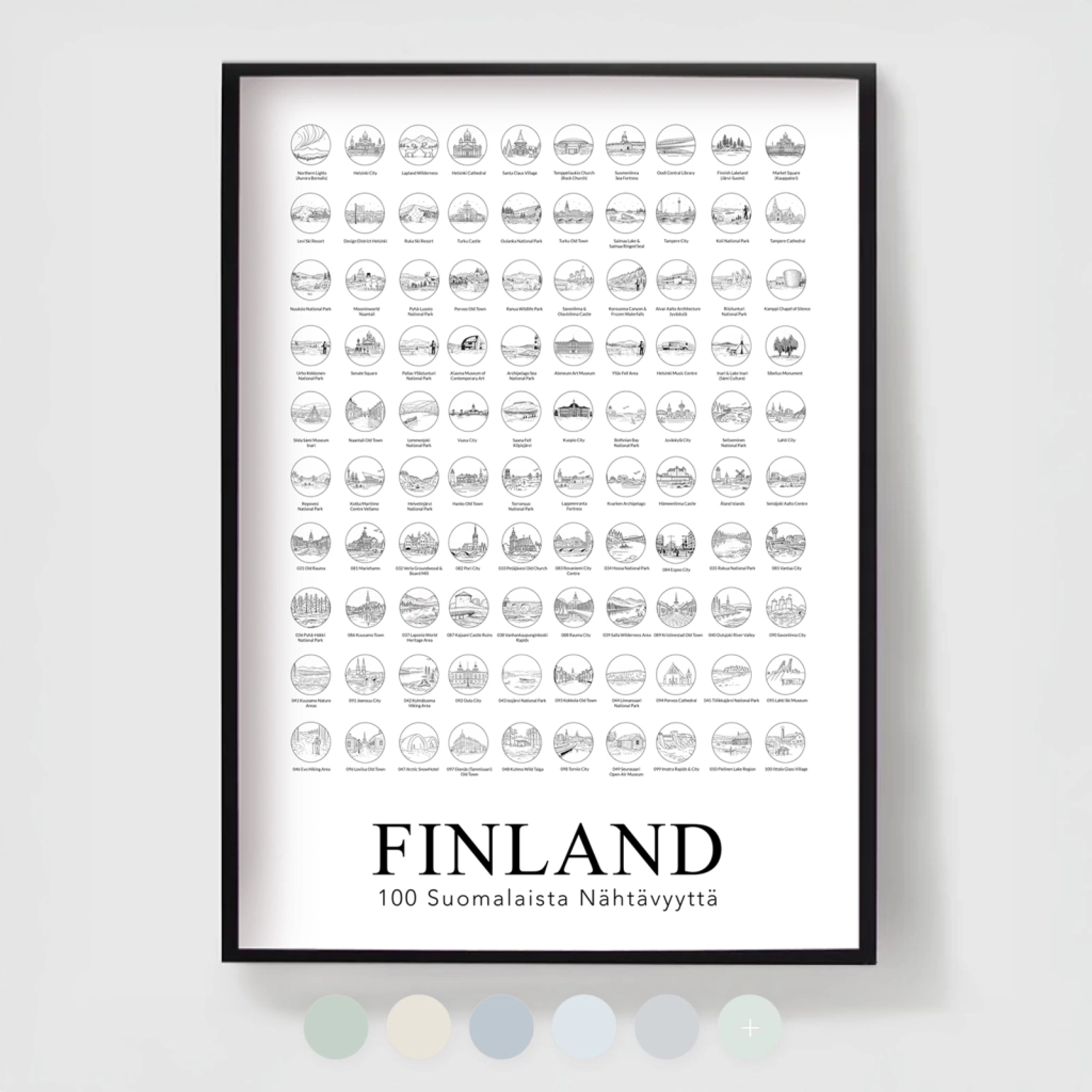 Finland Affisch - 100 platser att besöka