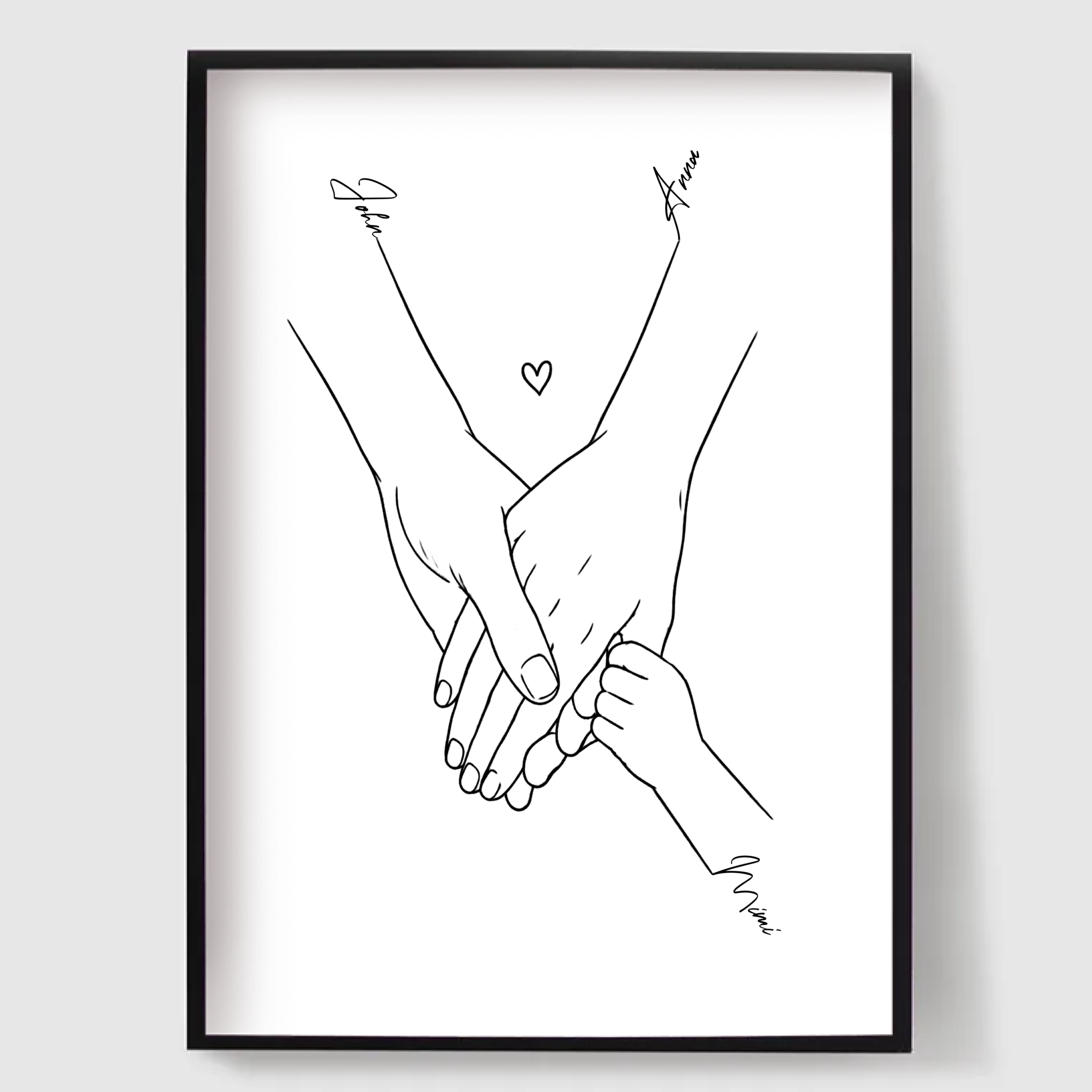 Personlig Poster - Familj Linjetekning - 3 till 5 Namn