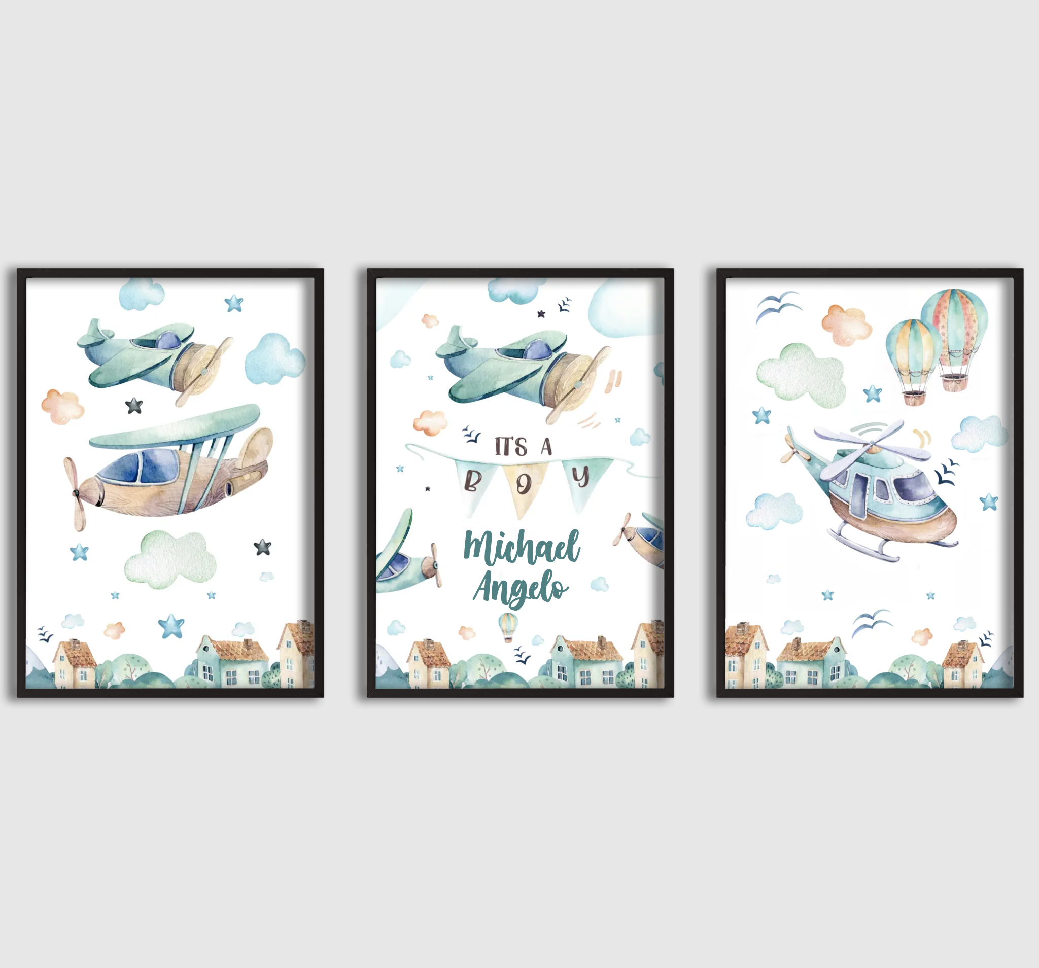 Posters - Plan och luftballonger / Set om 3