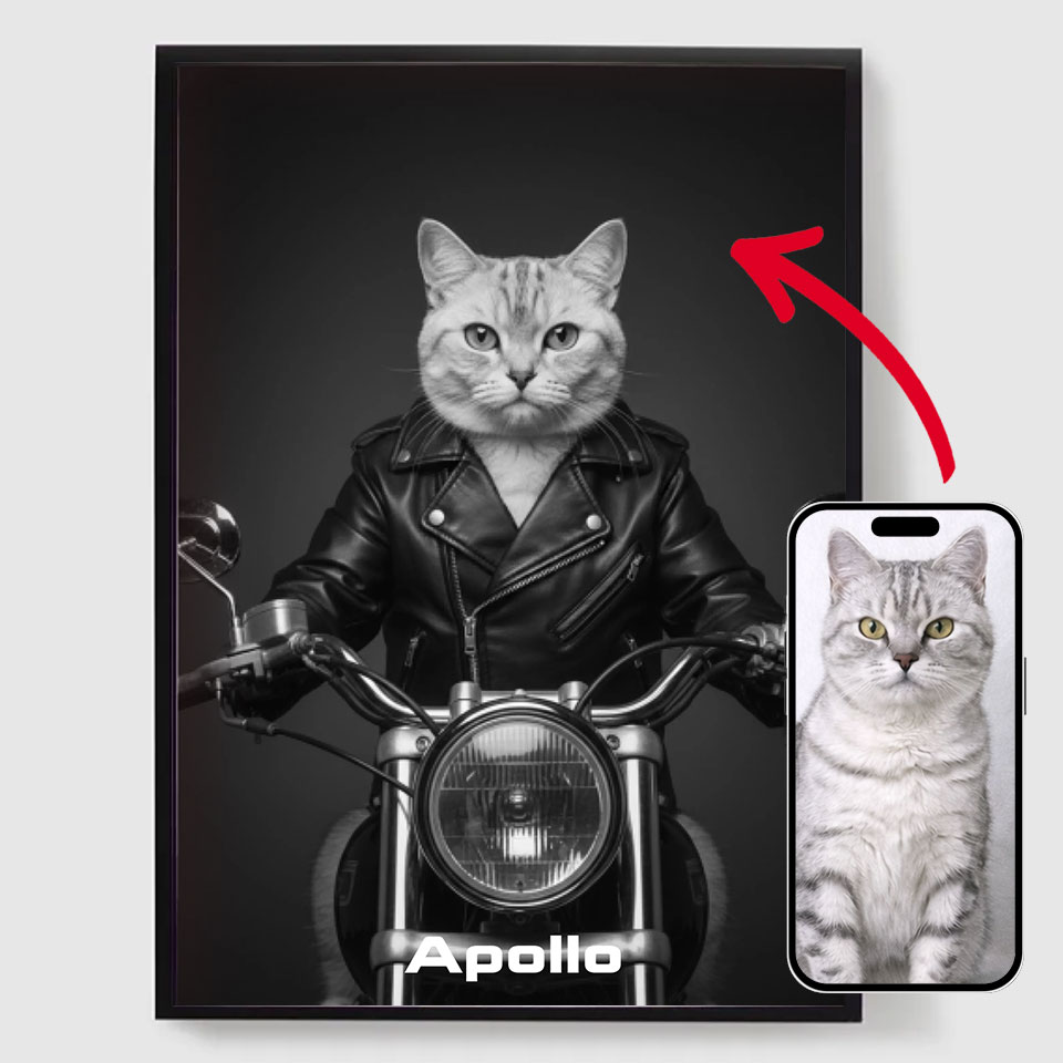 Personlig Poster - Biker Husdjursporträtt - AI Poster
