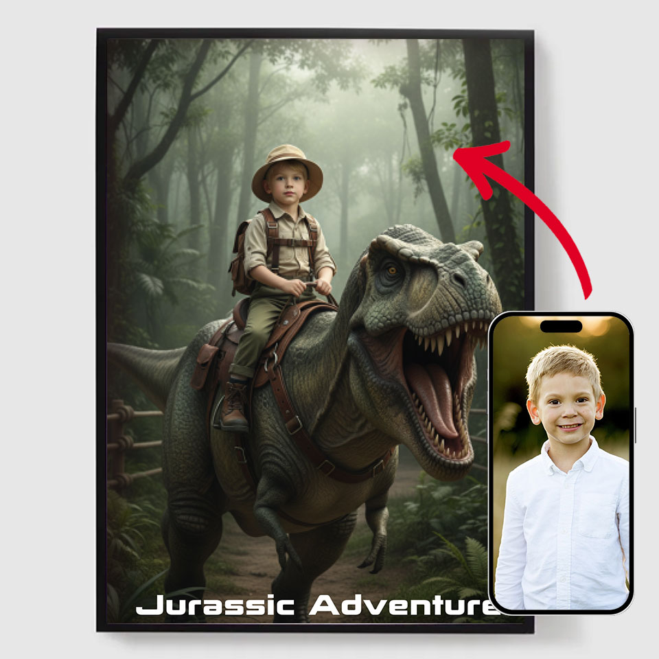 Personlig Poster - Anpassat Dinosaurieporträtt - AI Poster