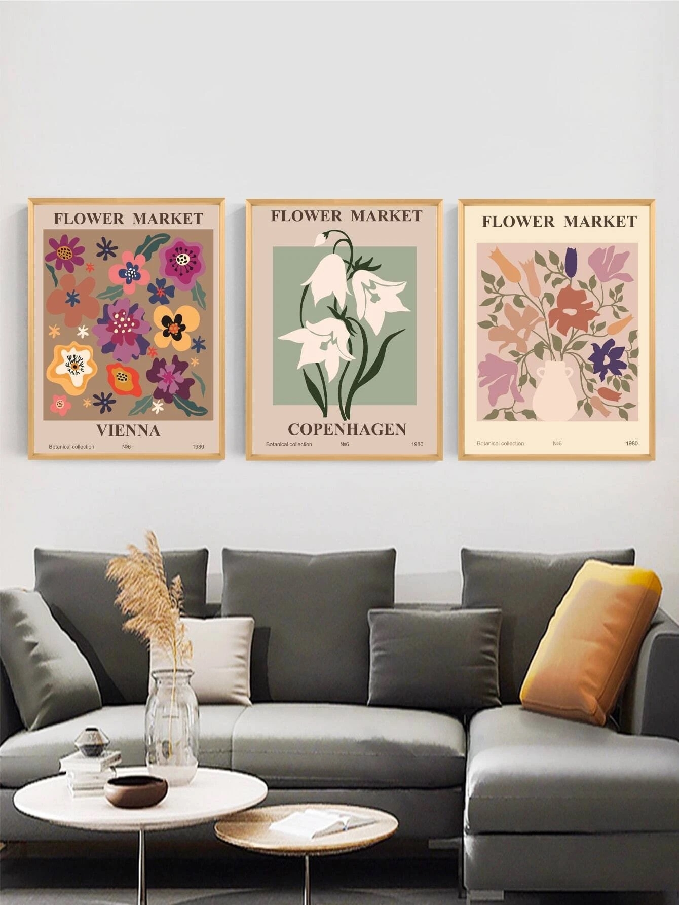 Affisch - Flower Market / Set med 3