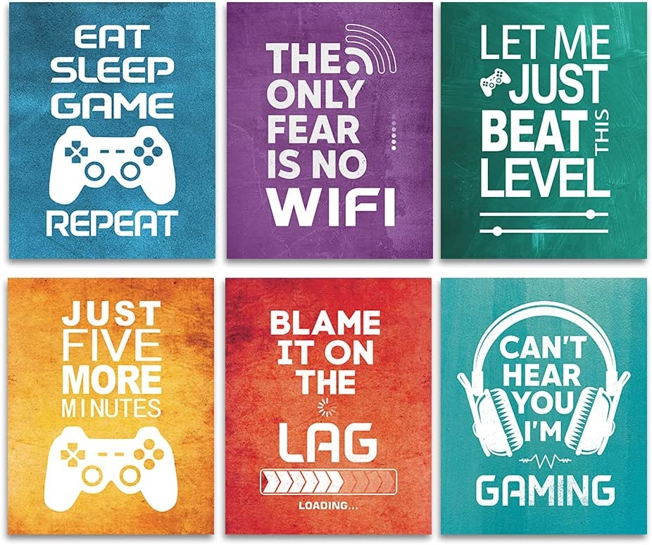 Affisch - TV-spel / Inspirerande Citat / Set med 6