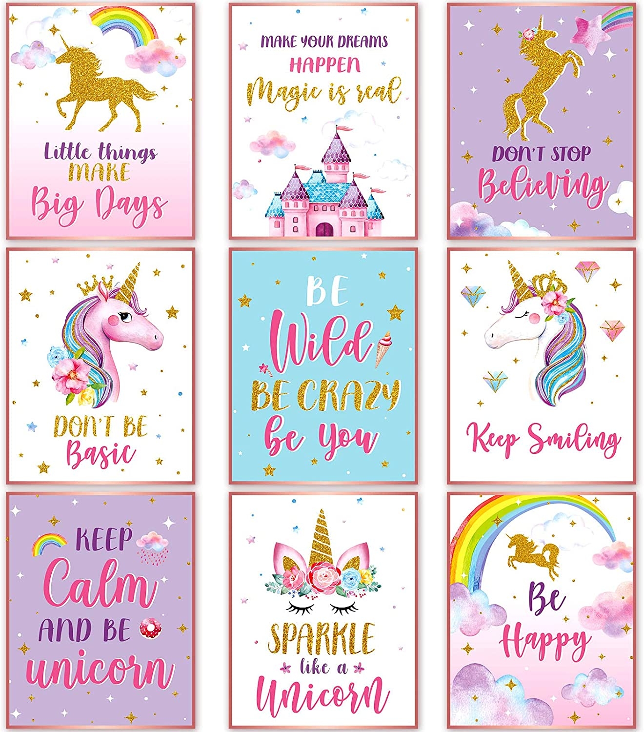 Affischer - Unicorn / Set om 9
