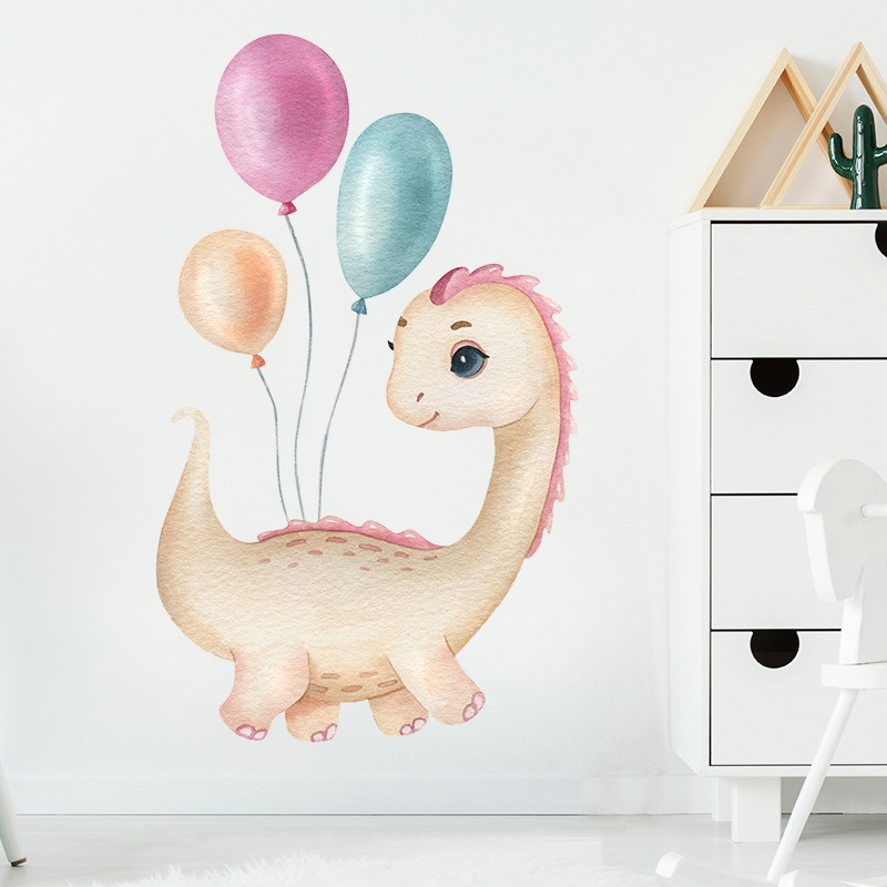 Väggdekor - Baby dinosaurie med ballonger 2