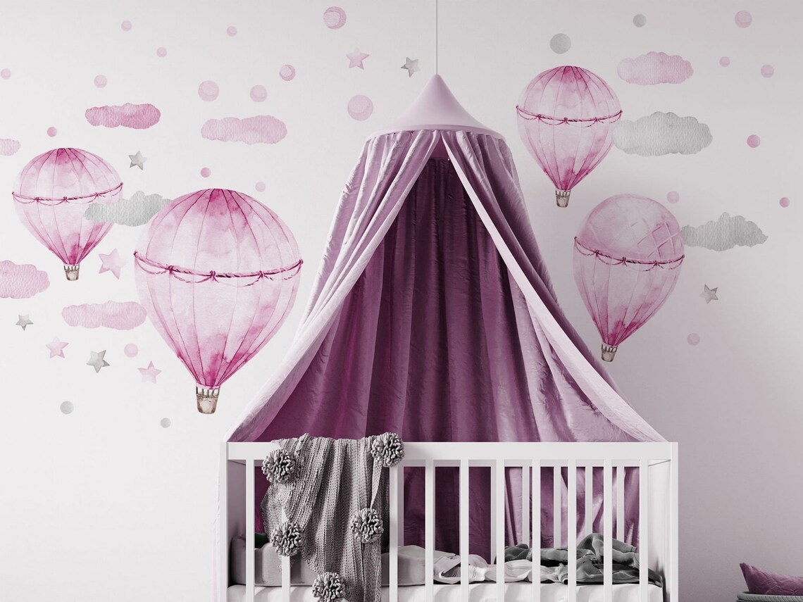 Väggklistermärken - Luftballong / Rosa Pastell