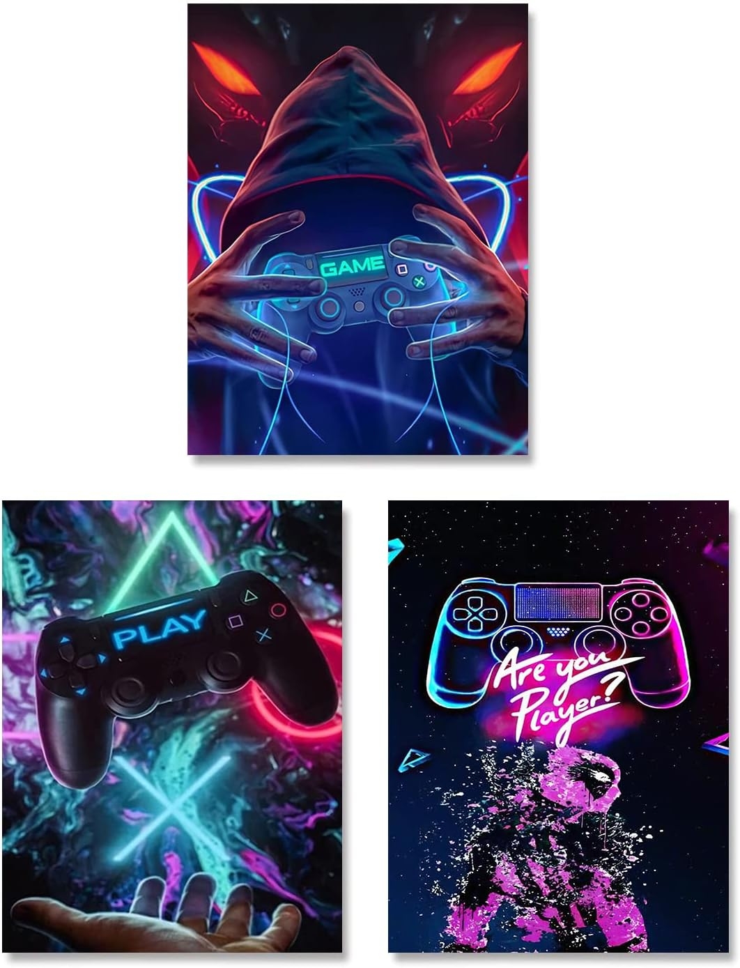 Posters - Neonspel / Set om 3