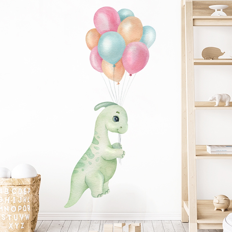 Väggdekor - Baby dinosaurie med ballonger 1