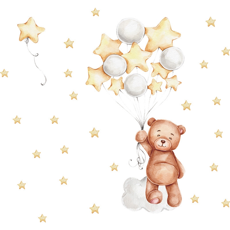 Väggdekal - Björn med ballonger