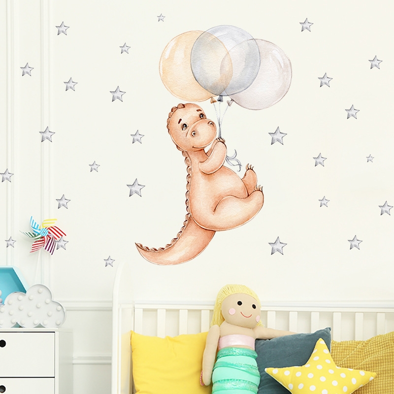 Väggdekor - Baby dinosaurie med ballonger 3