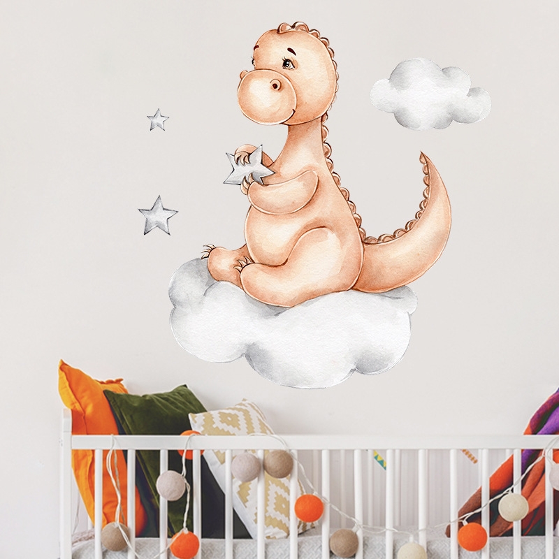 Väggdekor - Baby dinosaurie på molnet