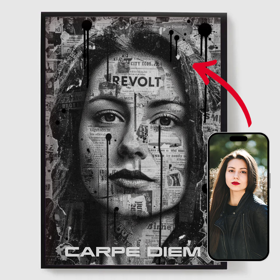Personlig Poster - Grunge Tidningsporträtt - AI Poster