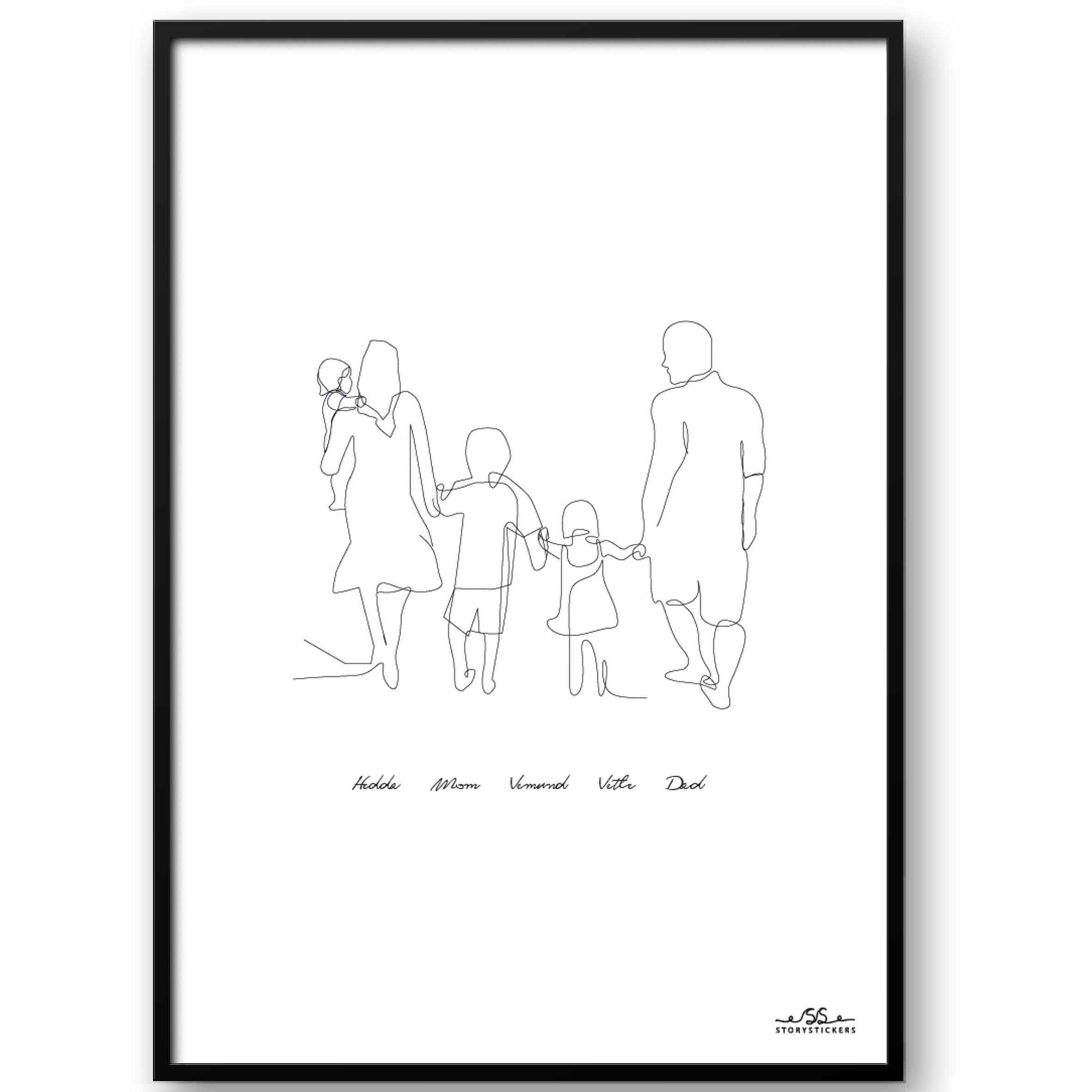 Affisch – Familj / 3 Barn / 1 Pojke och 2 Flickor / Personlig