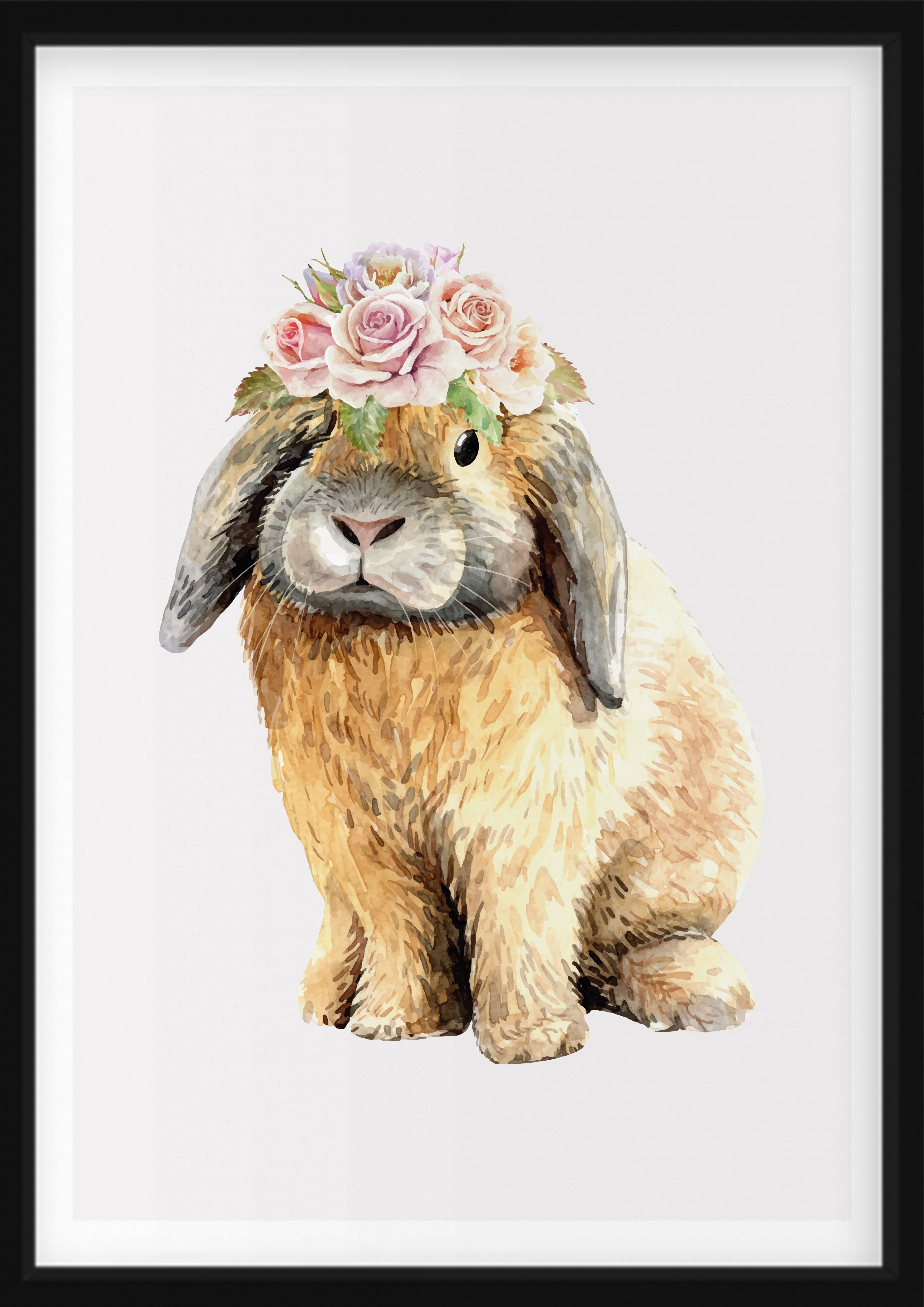 AFFISCH - Kanin med blommor på huvudet