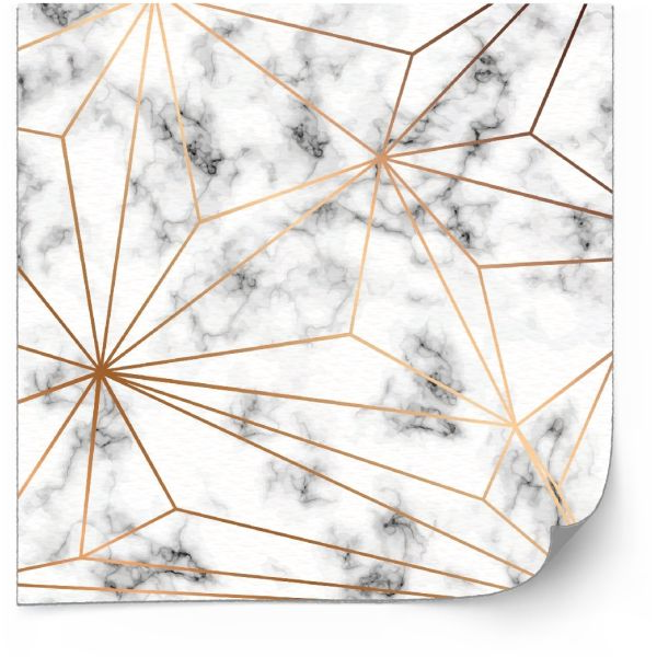 Kakelklistermärke - Marmorstrukturdesign med gyllene geometriska linjer / 24 st