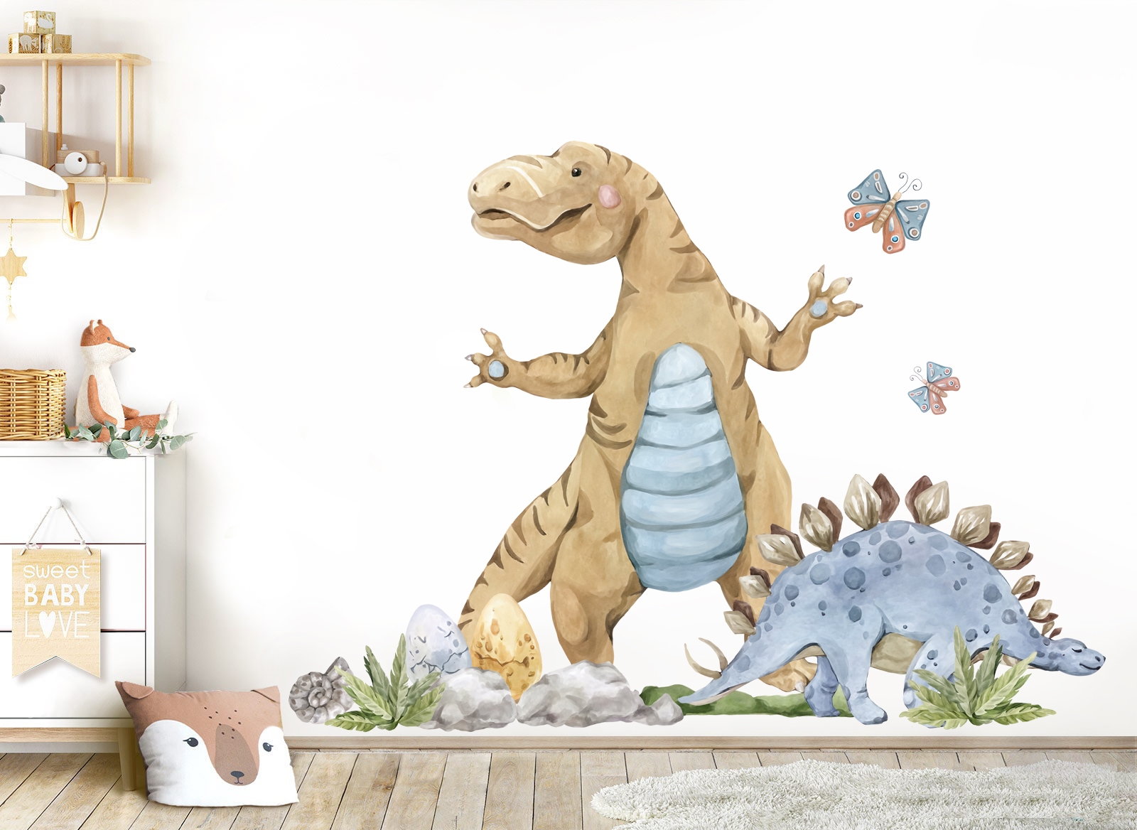 Väggdekal - Tyrannosaurus och Stegosaurus