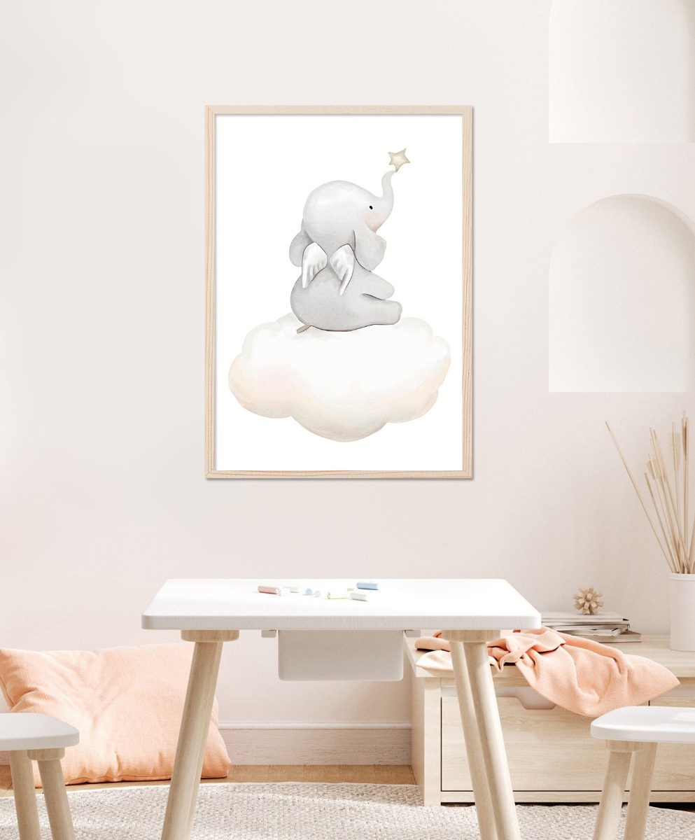 Poster - Elefant i molnet
