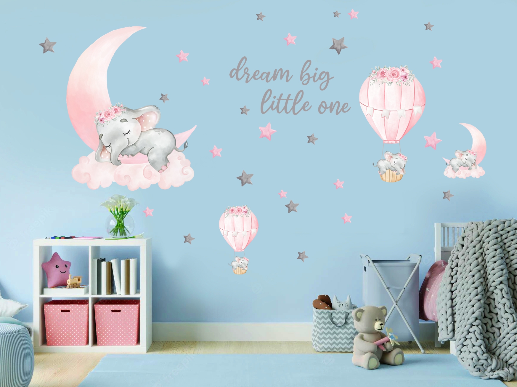 Väggdekal - Dream Big Little One / Elephant