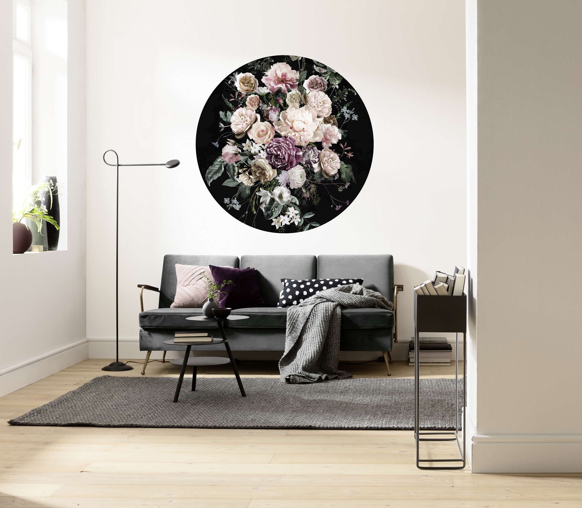 Väggdekal / Förtrollade blommor / Rund