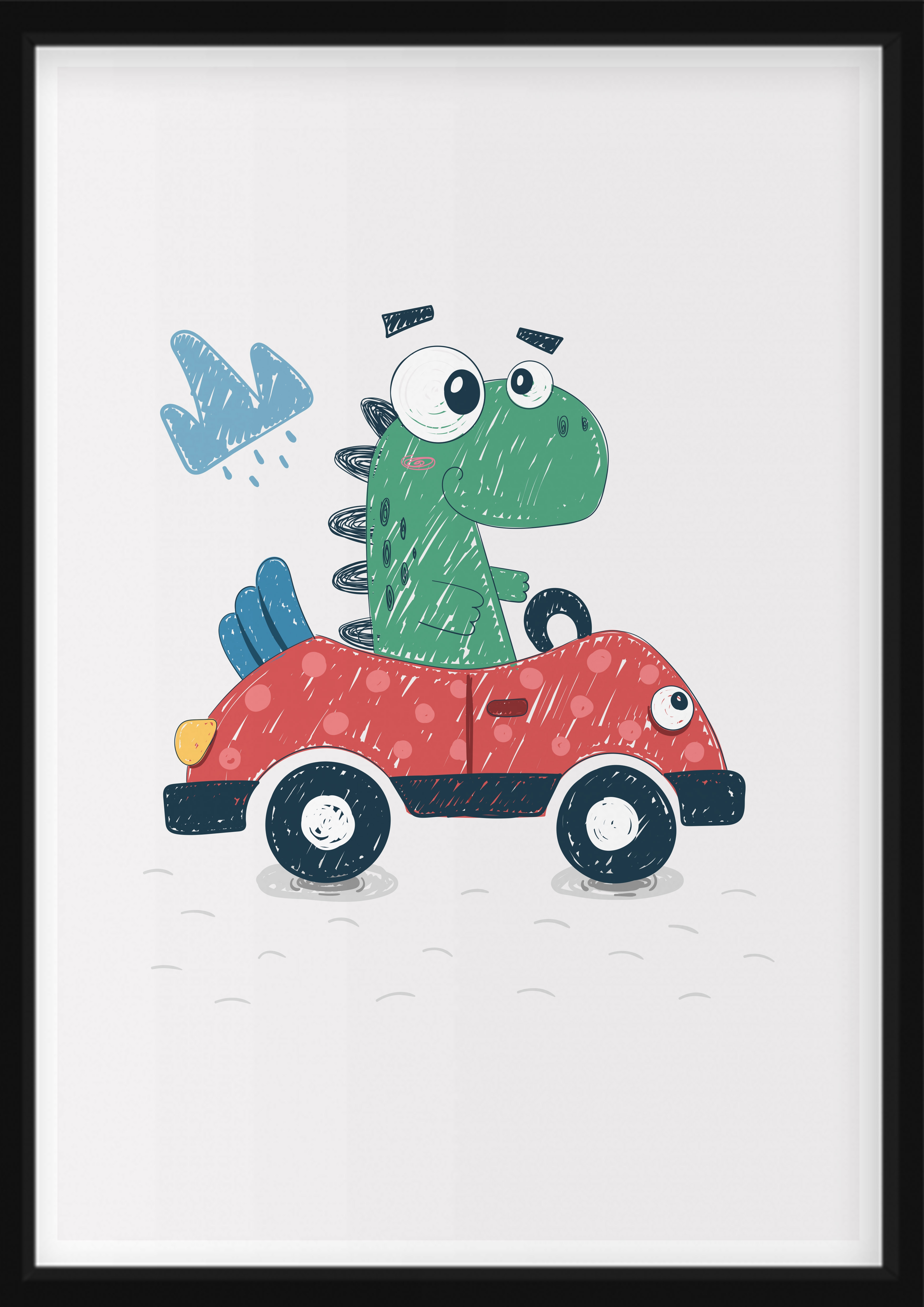 Affisch - Dino i bil