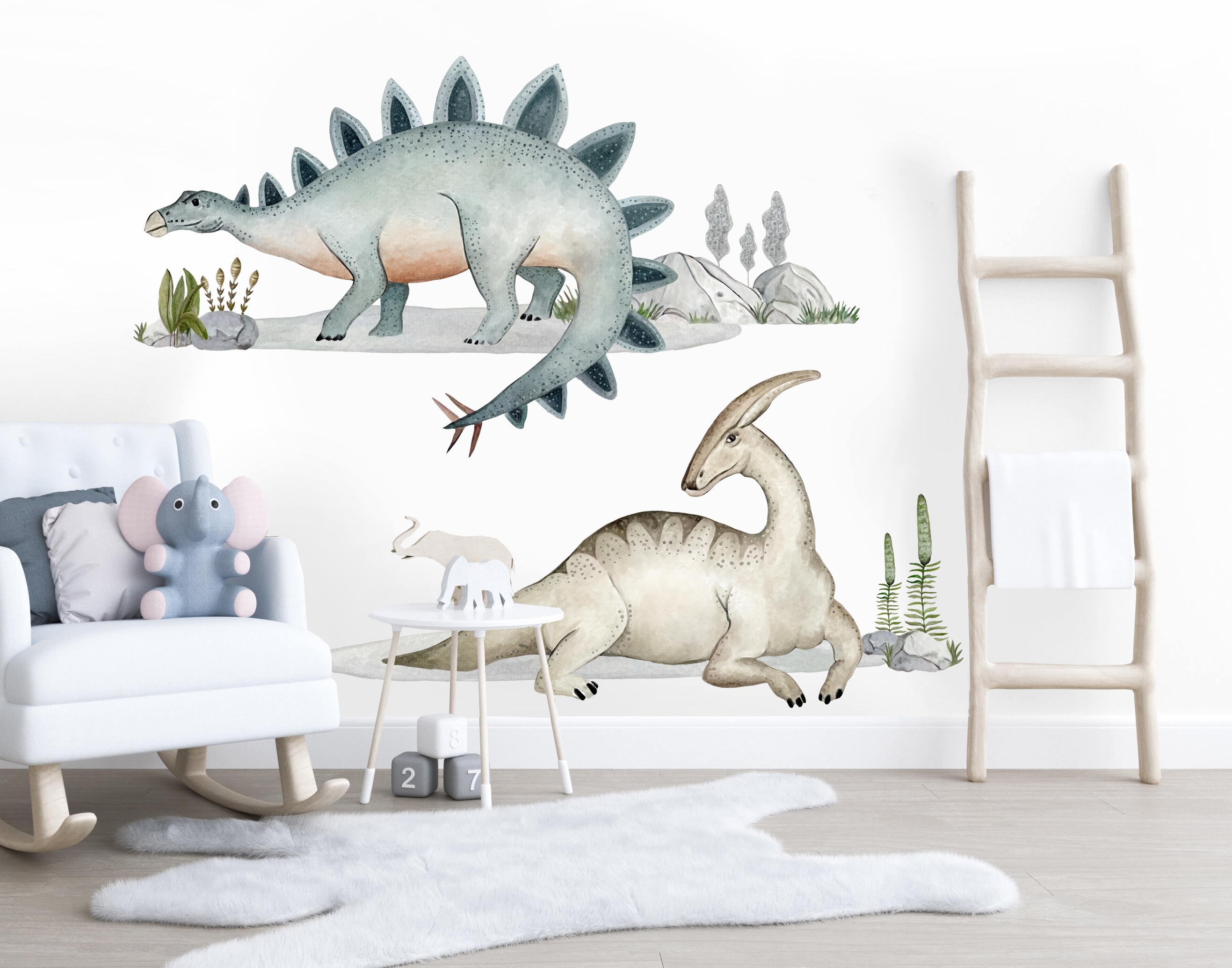 Väggdekal - Stegosaurus och Parasaurolophus
