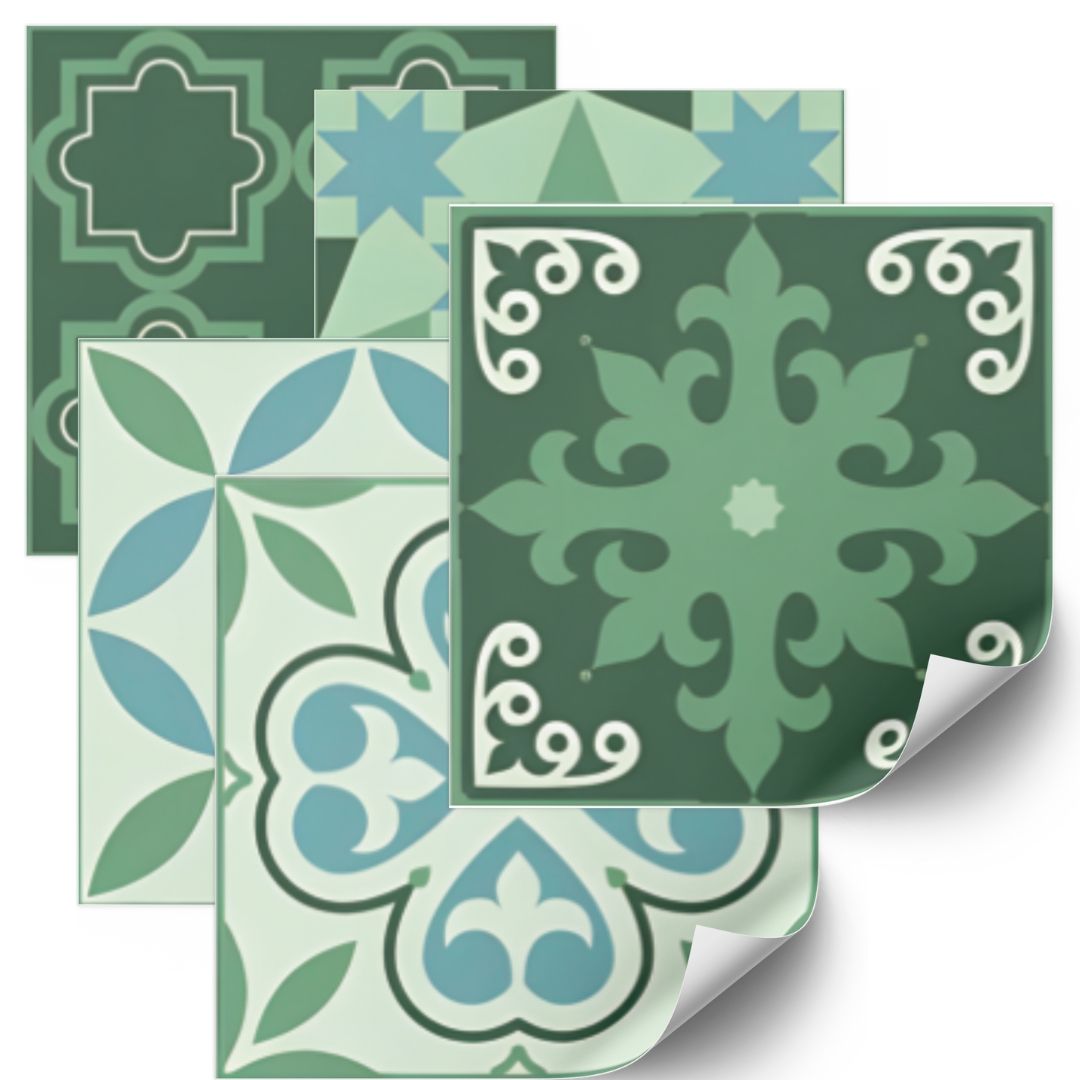 Kakelklistermärke - Ornament Grön / 24 st