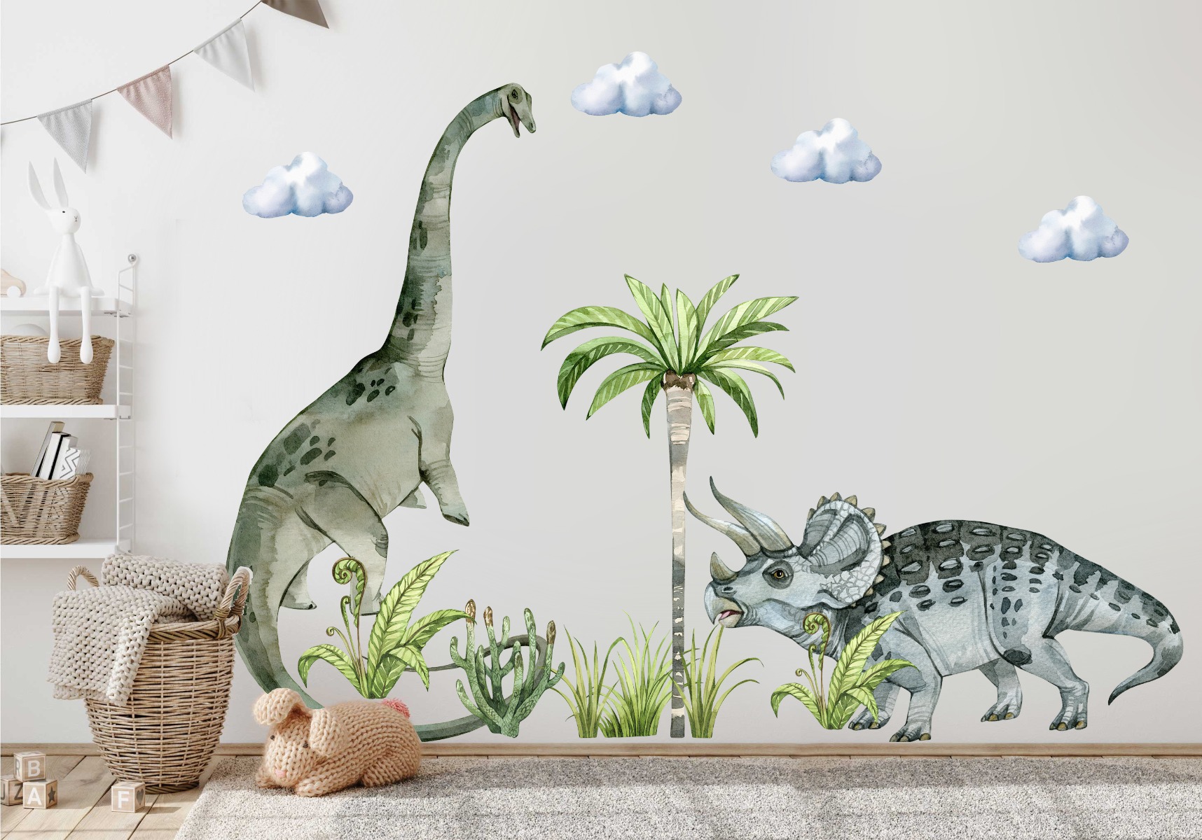 Väggdekal - Brontosaurus och Triceratops