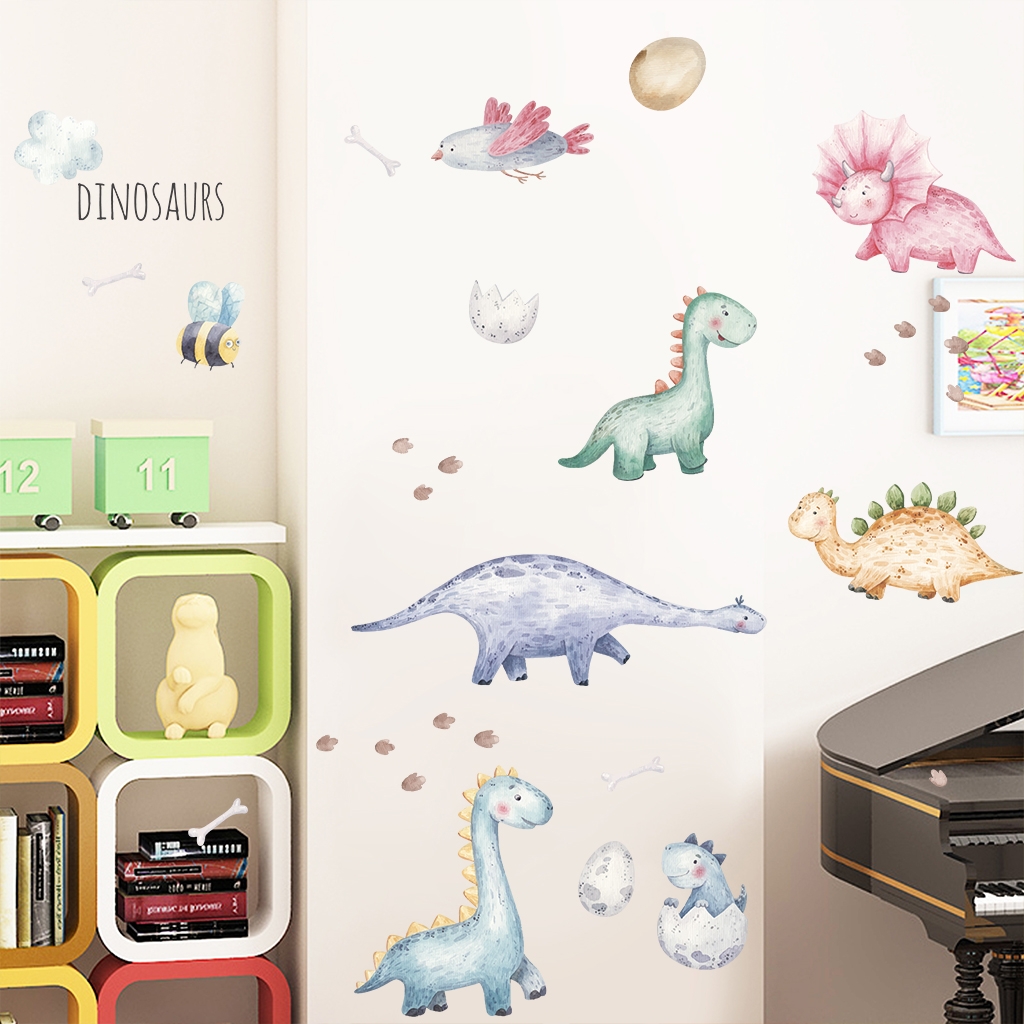 Väggdekor - Söta Dinosaurer i Akvarell