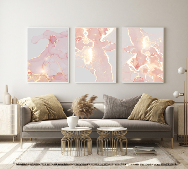 Posters -  Ljust rosa mönster  / Set med 3