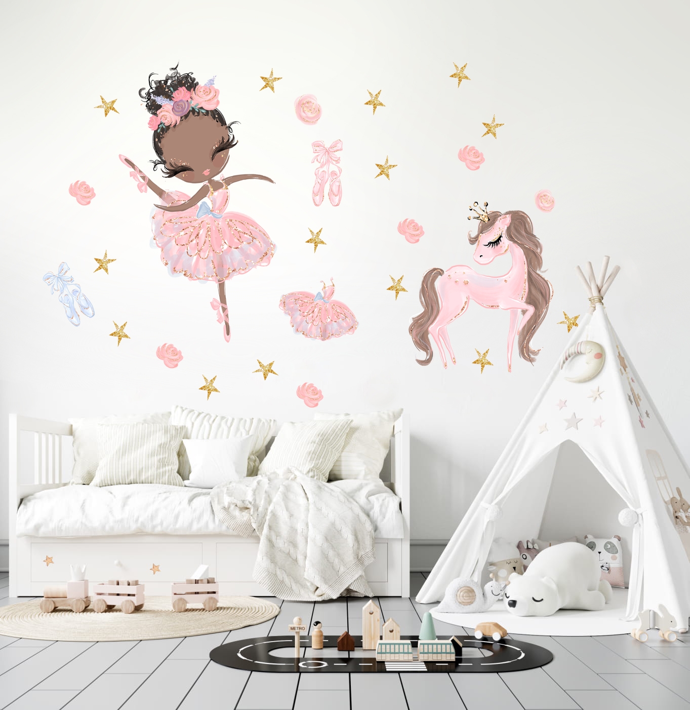 Väggdekal - Ballerina och Unicorn / 02