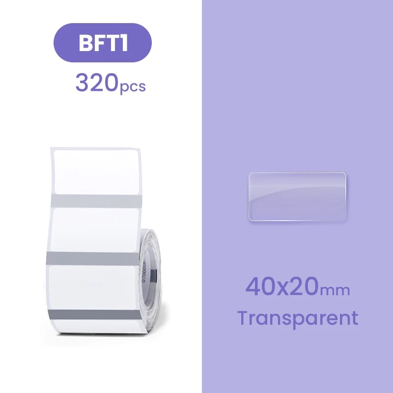 NIIMBOT Etikett för B21 / B1s 40 x 20 mm, 320 st / Genomskinlig