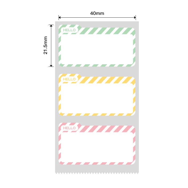 NIIMBOT Etiketter Klistermärken B1 / B21 / B3-serien 40 x 21,5 mm / 300 st / Hej etikettdesign (FLERFÄRGAD)