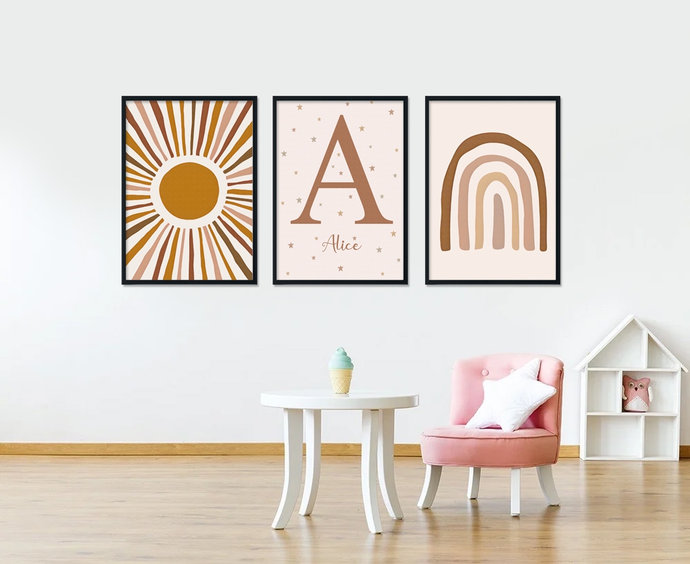 Affisch - Abstrakt Konst / Anpassad text / Set med 3