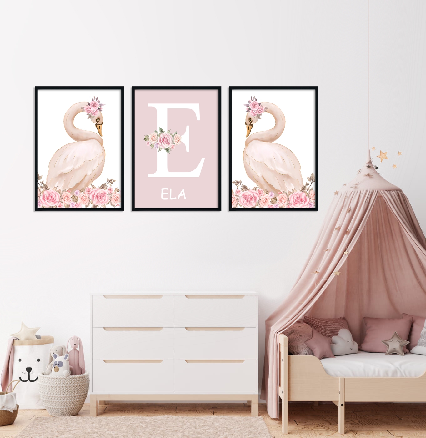 Affisch - Rosa Svanen/ Personlig / Set med 3