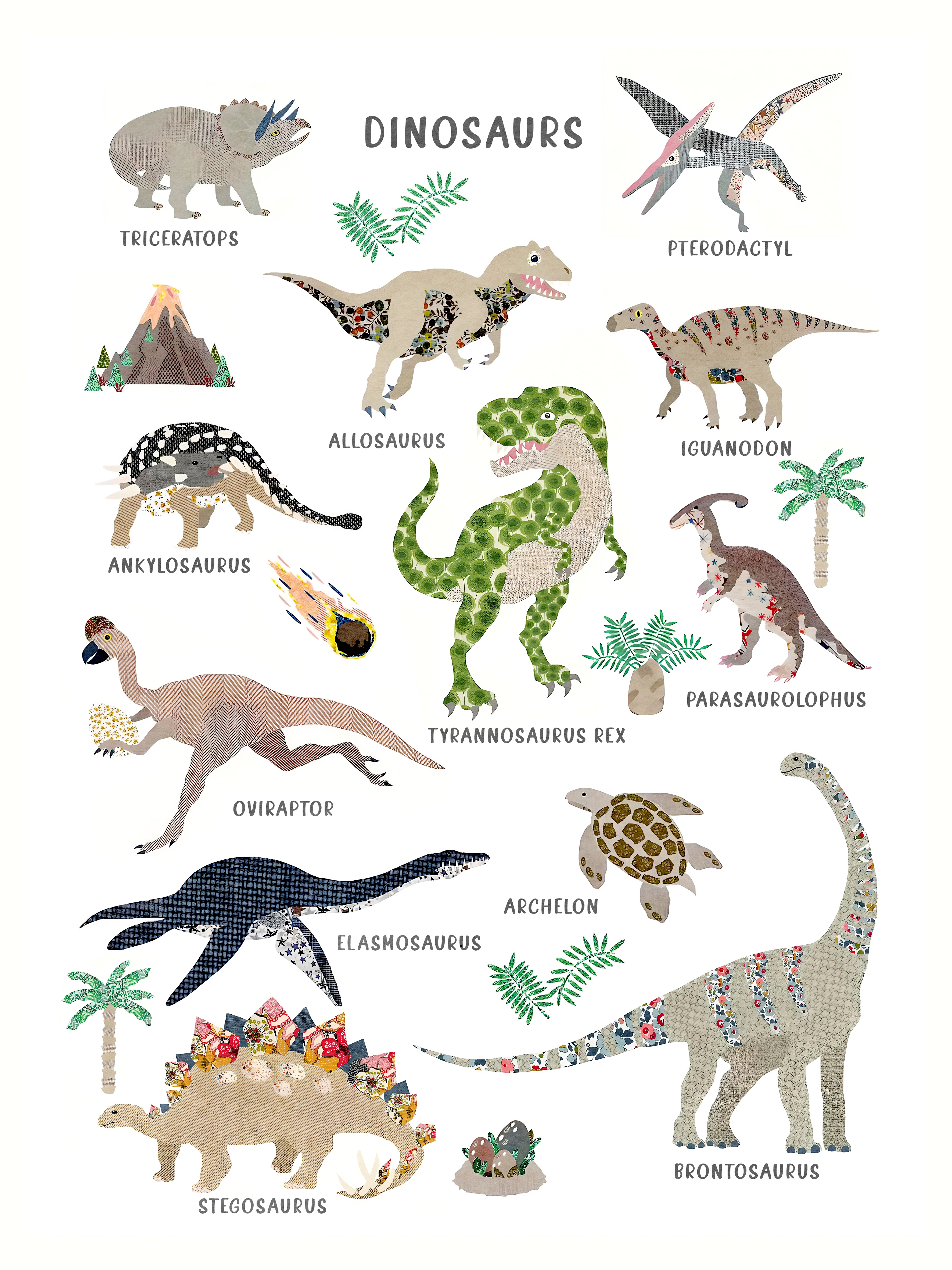 Affisch - Boho Dinosaurier med Namn
