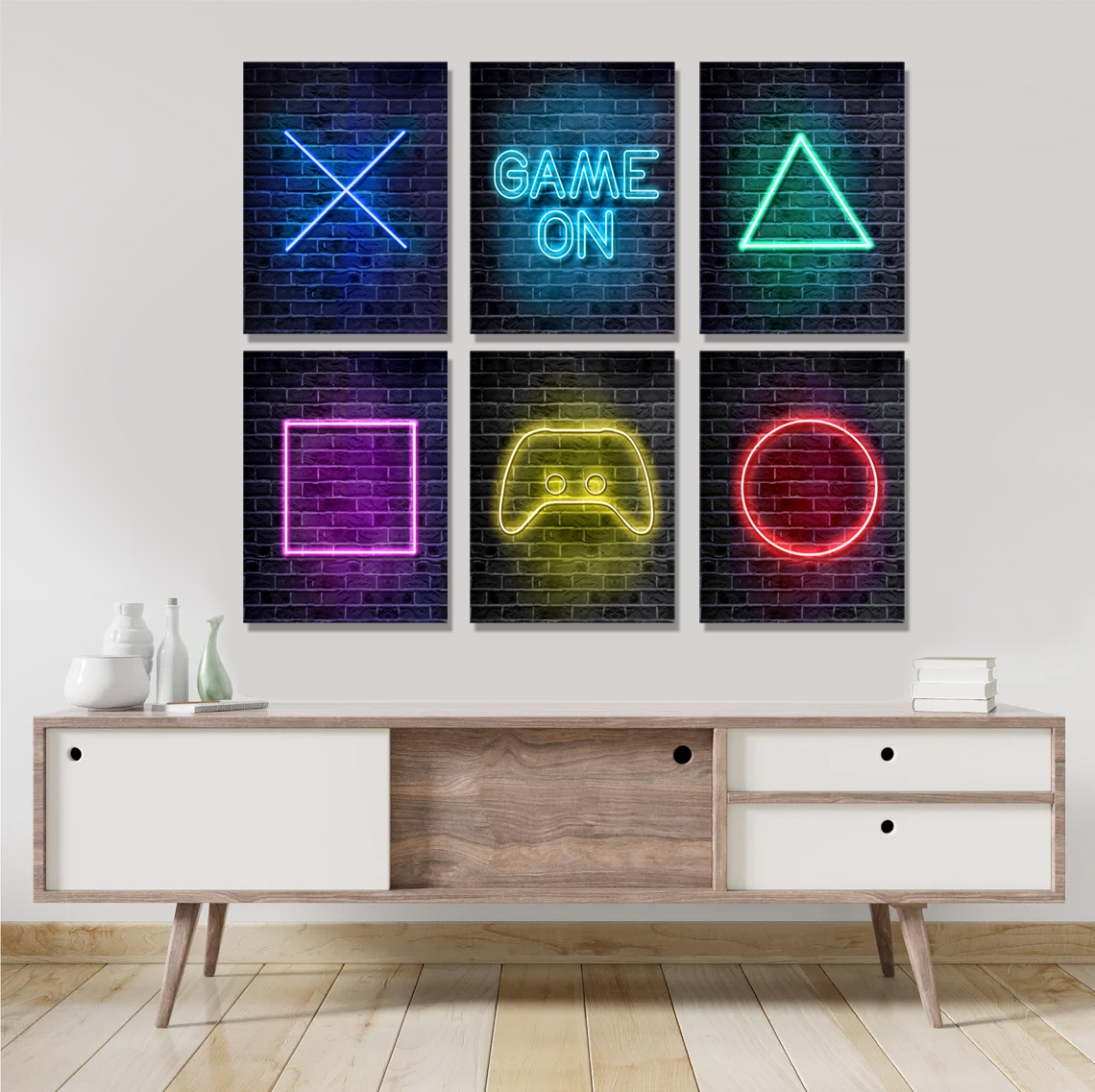 Posters - Neon / GAME ON / Set om 6